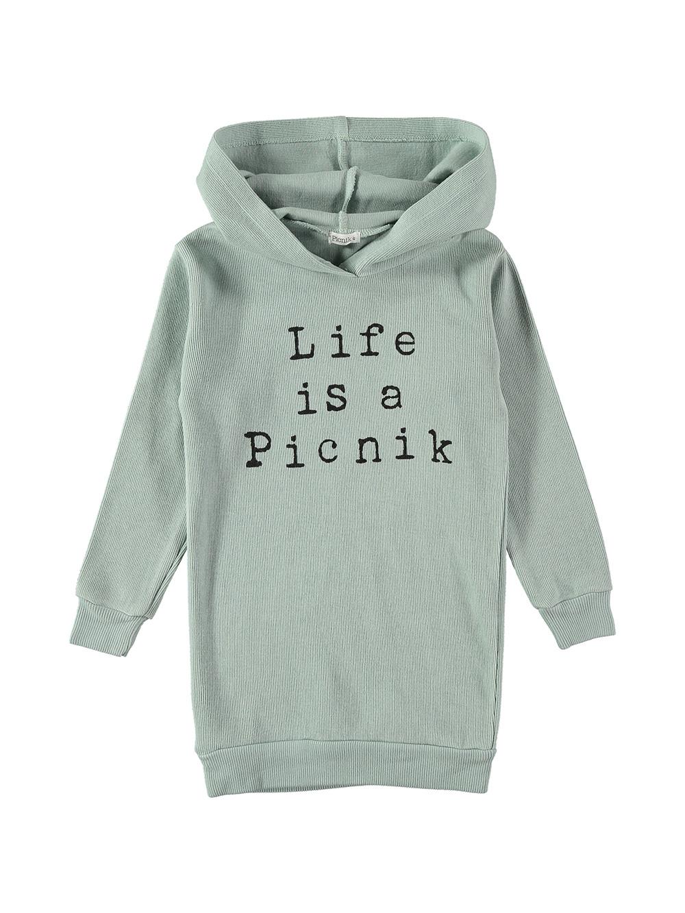 LIFE IS A PICNIK LIGHT BLUE HOODED DRESS