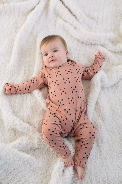 LONG JUMPSUIT WITH PINK DOTS PRINT