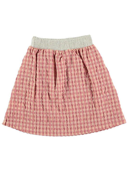 PINK VICHY SKIRT WITH SILVER ELASTIC WAIST