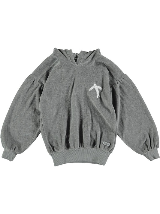 GRAY BIRD EMBROIDERY TERRY HOODIE