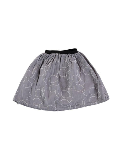 GRAY FACES AND BALLOONS PRINT SKIRT