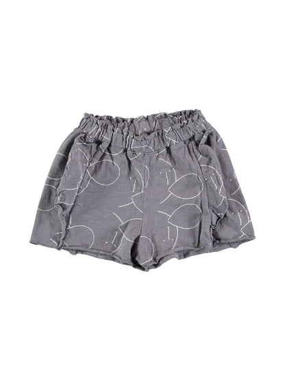 GRAY FACES AND BALLOONS PRINTED RUFFLED SHORTS