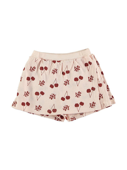 FALDA PANTALÓN ESTAMPADO CEREZAS ROSA PÀLO