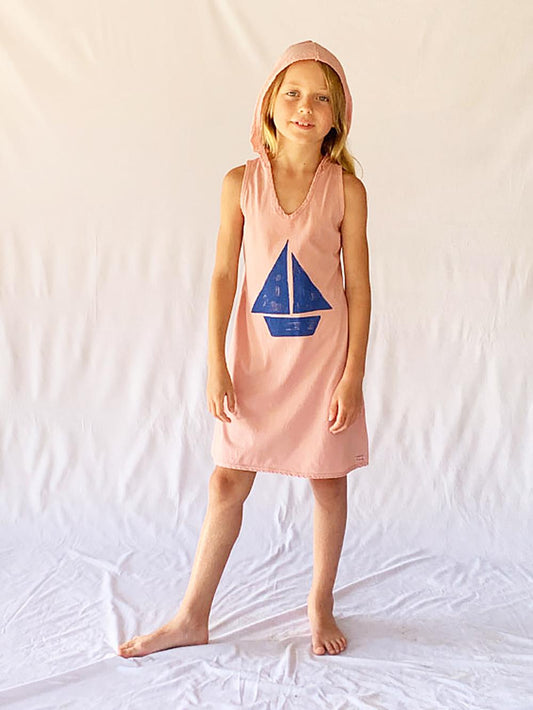 PINK BOAT HOODED DRESS