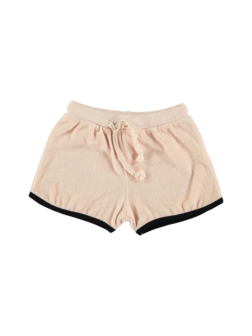 PALE PINK SHORTS WITH DRAWSTRING AND BLACK TRIM