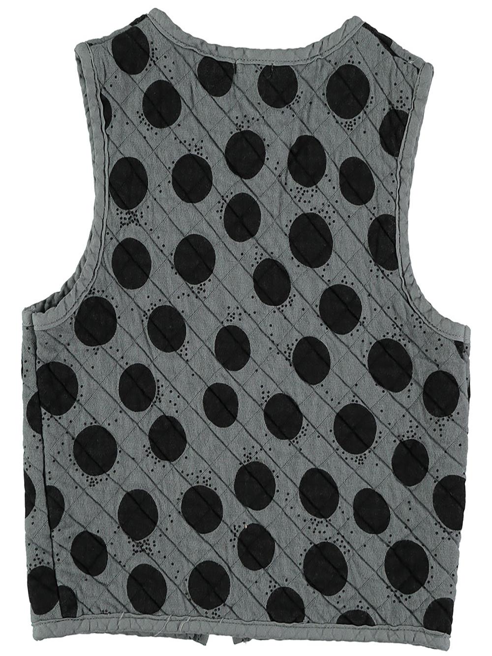 GRAY QUILTED VEST WITH BLACK DOTS