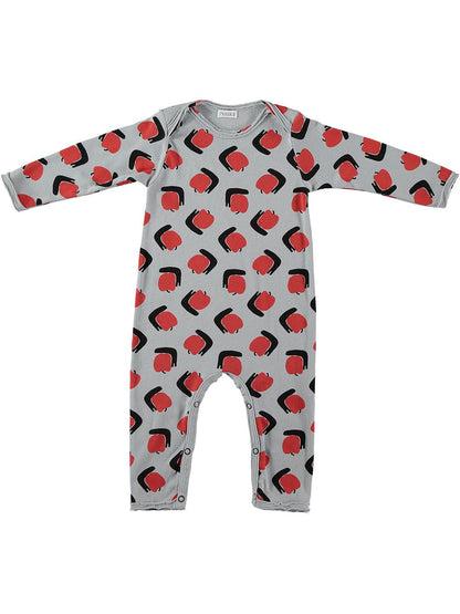 GRAY SNAIL APPLE PRINTED BABY ONE Piece