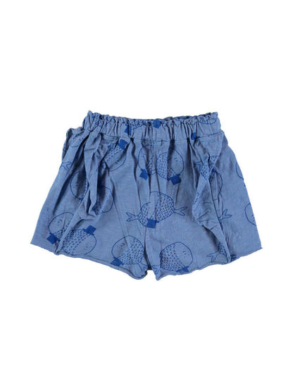 FISH PRINT RUFFLED SHORTS AND BLUE HATS