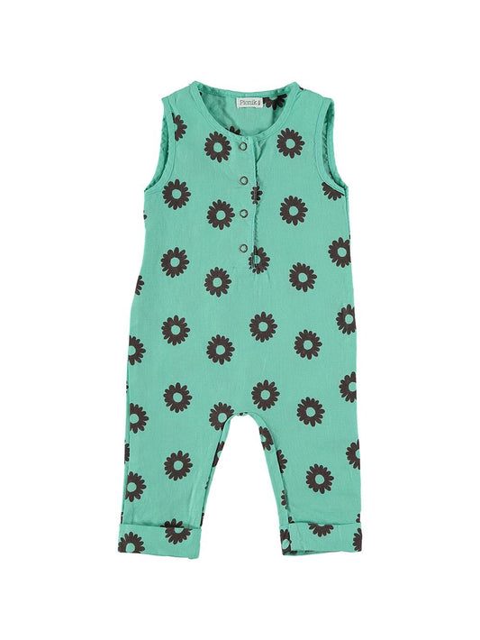 LONG JUMPSUIT WITH GREEN DAISIES PRINT