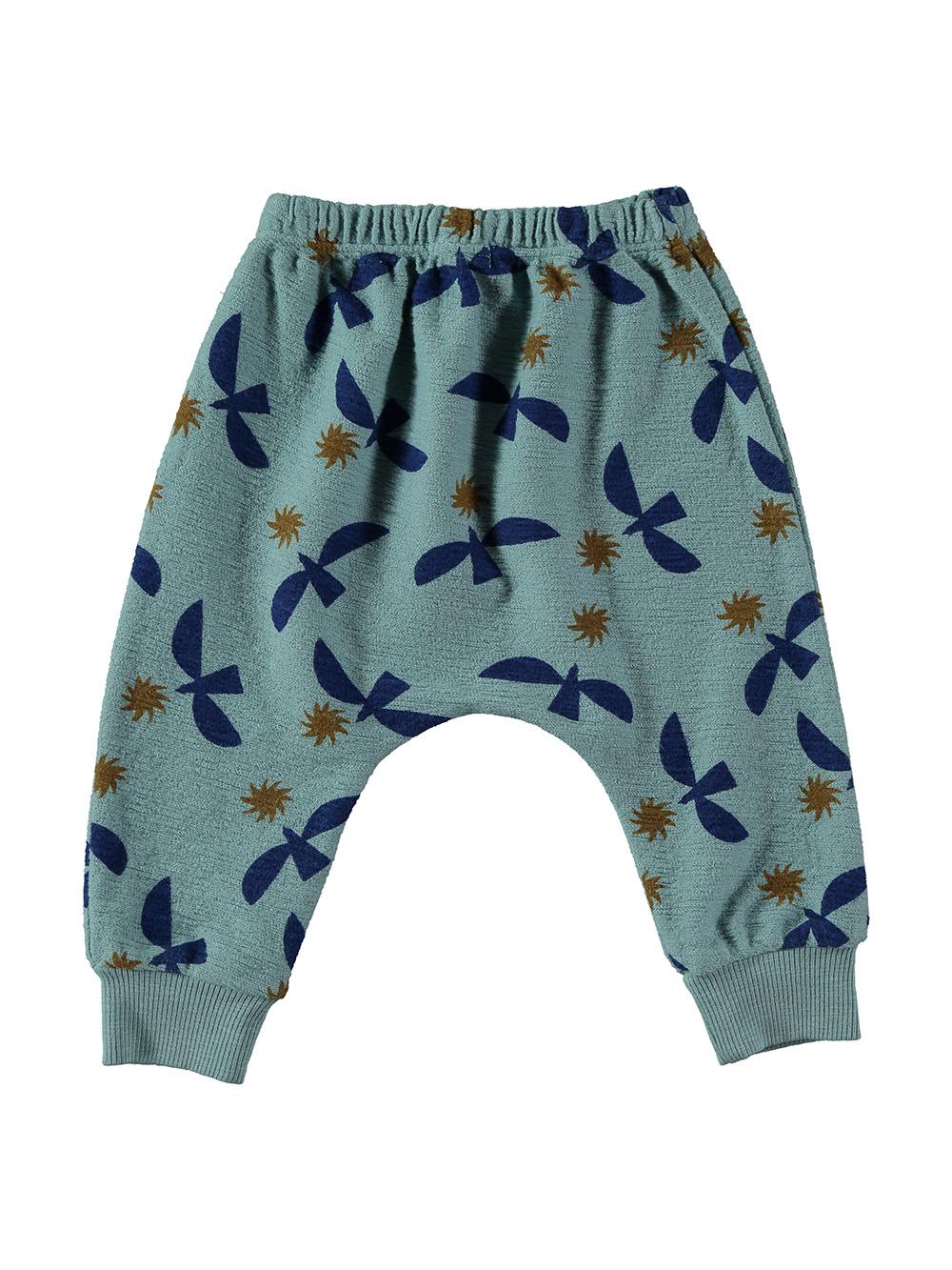 BLUE BIRDS AND SUNS PRINTED PANTS