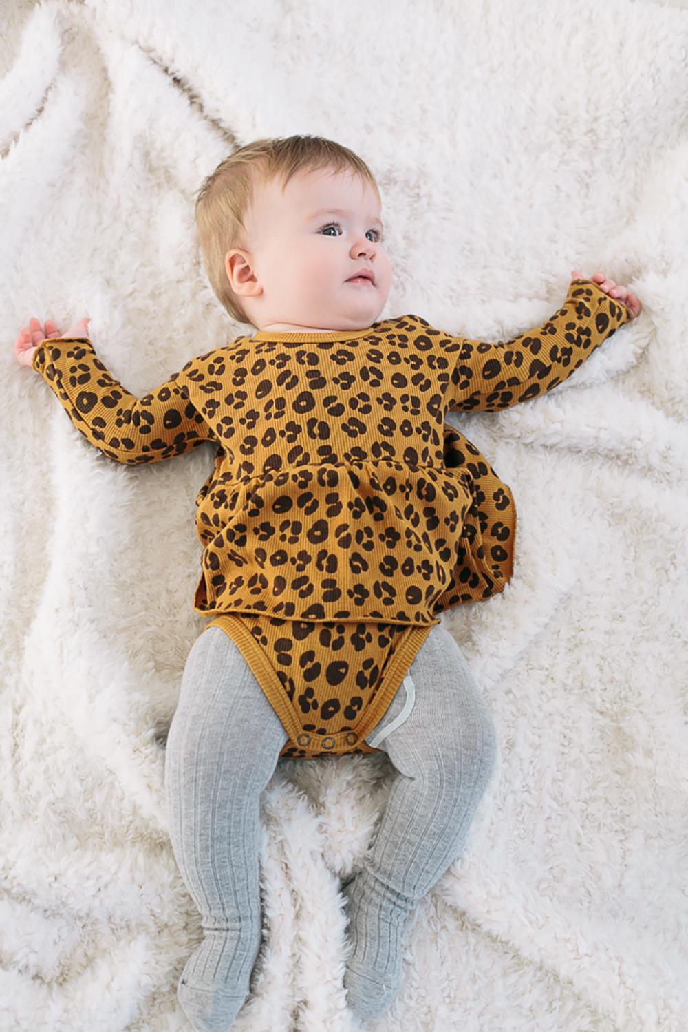 BODY VESTIDO MANGA LARGA CAMEL ESTAMPADO ANIMAL PRINT