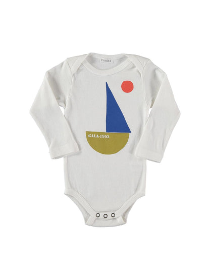 BOAT AND SUN WHITE LONG SLEEVE BODYSUIT