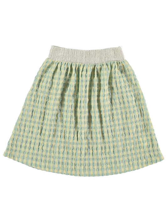 BLUE AND YELLOW VICHY SKIRT WITH SILVER ELASTIC WAIST