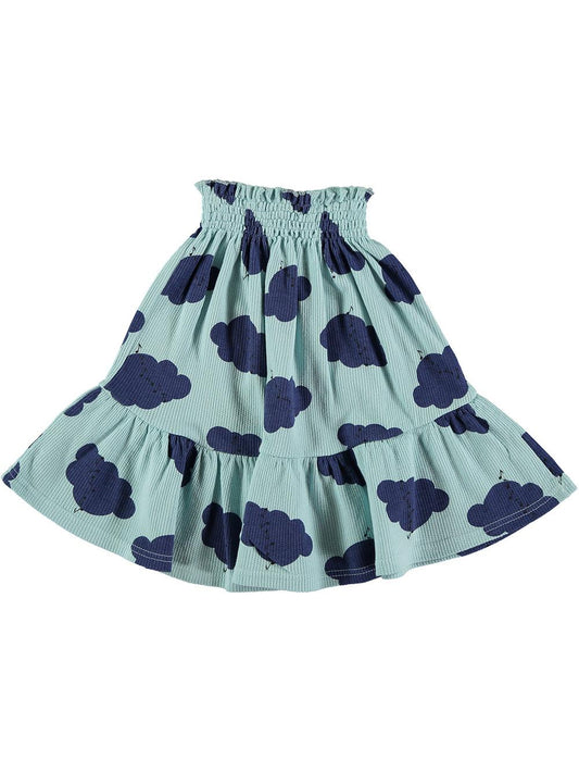 CLOUDS AND NOTES PRINTED Ruffled Skirt