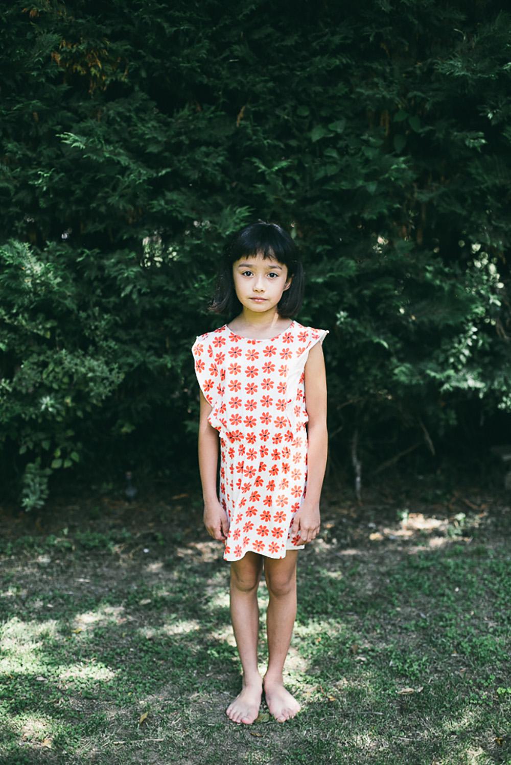 RED FLOWER PRINTED STONE RUFFLE DRESS