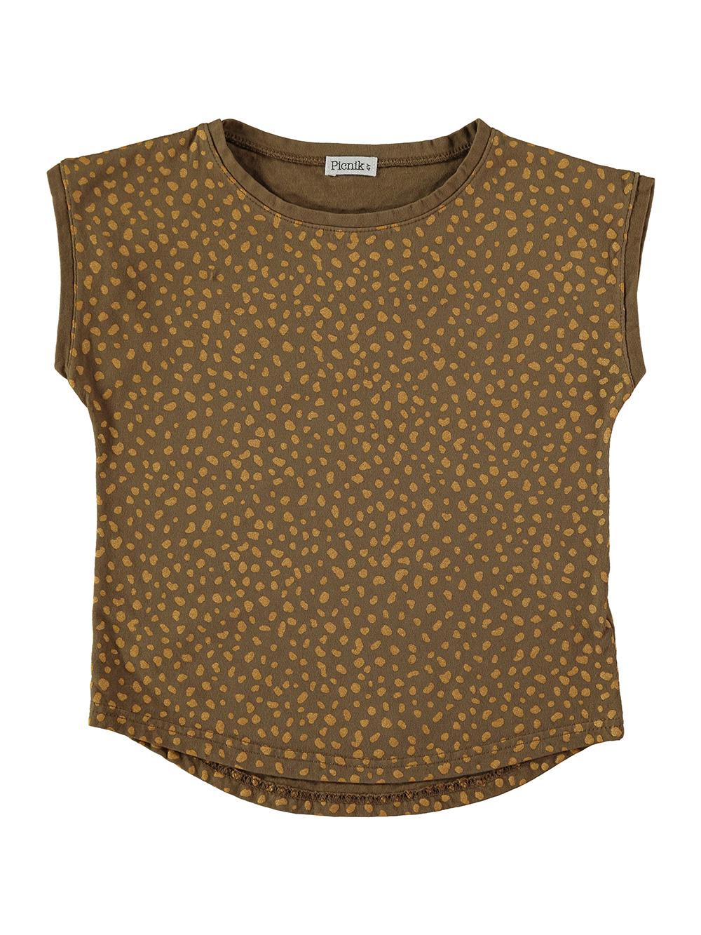 SHORT SLEEVE T-SHIRT WITH BROWN POLKA PRINT