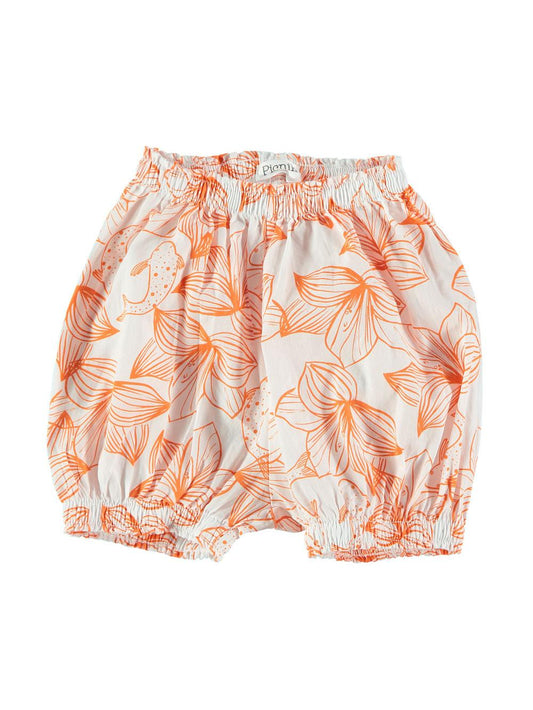 WHITE FISH AND FLOWER PRINTED SHORTS
