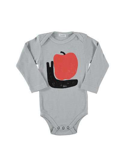 GRAY APPLE SNAIL LONG SLEEVE BODYSUIT