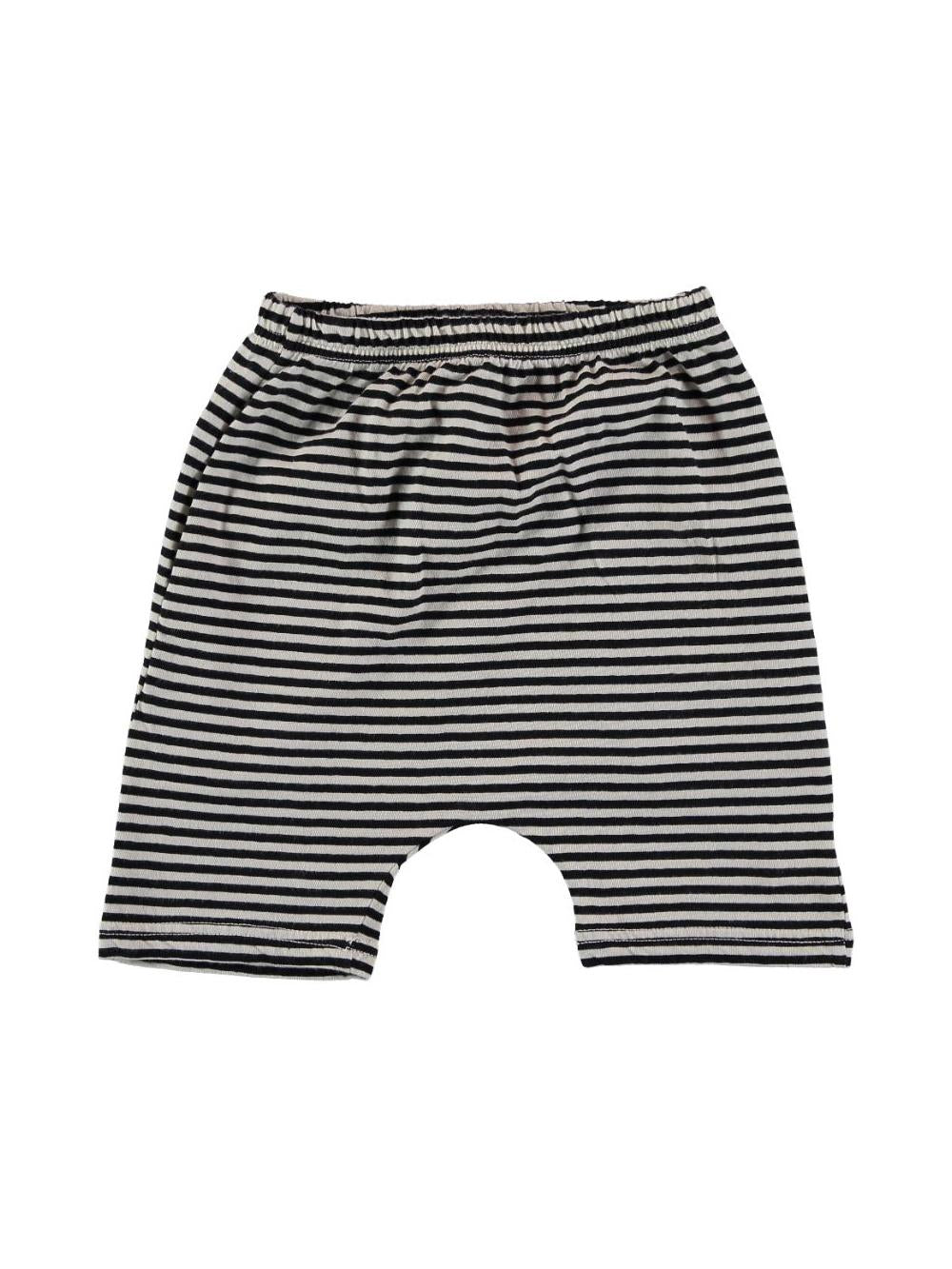 WHITE AND BLACK STRIPED SHORTS