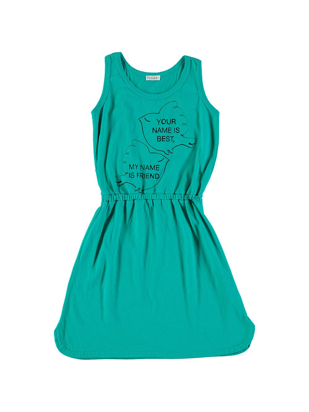 GREEN FRIENDS BIRDS STRAPS DRESS