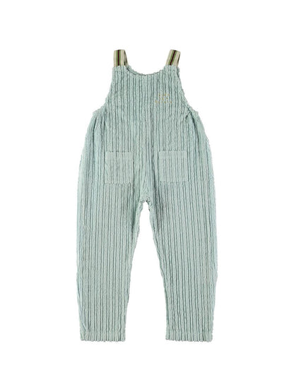 LIFE IS A PICNIK LIGHT BLUE EMBROIDERED CORDUROY SUSPENDED JUMPSUIT