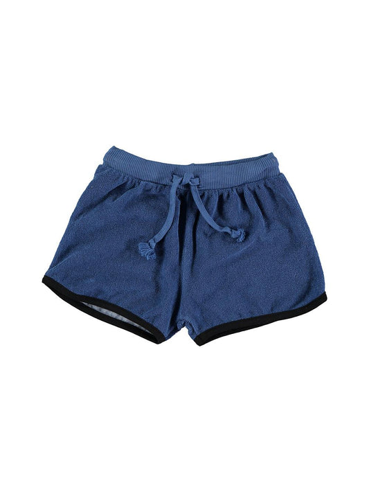 NAVY BLUE SHORTS WITH DRAWSTRING AND BLACK TRIM