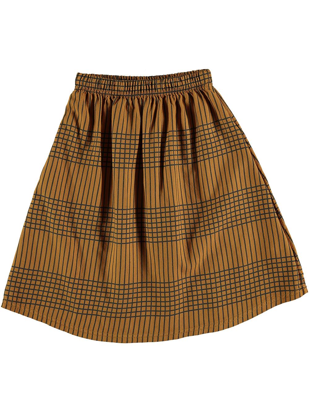 CAMEL SKIRT WITH BLACK STRIPES