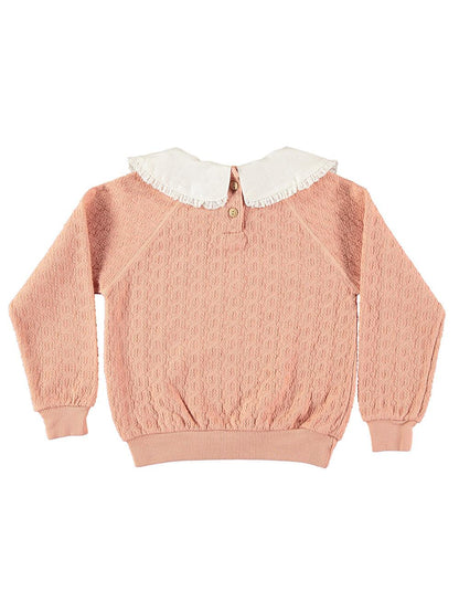 LIGHT PINK LACE NECK SWEATER