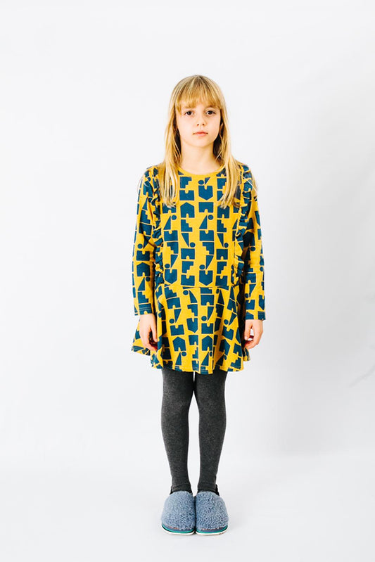 YELLOW CASITAS PRINTED Ruffled Dress