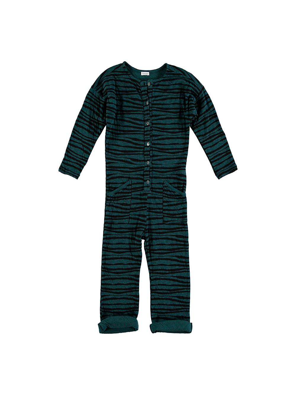 DARK GREEN ZEBRA PRINTED JUMPSUIT