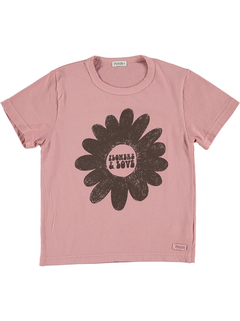 PINK FLOWER SHORT SLEEVE T-SHIRT