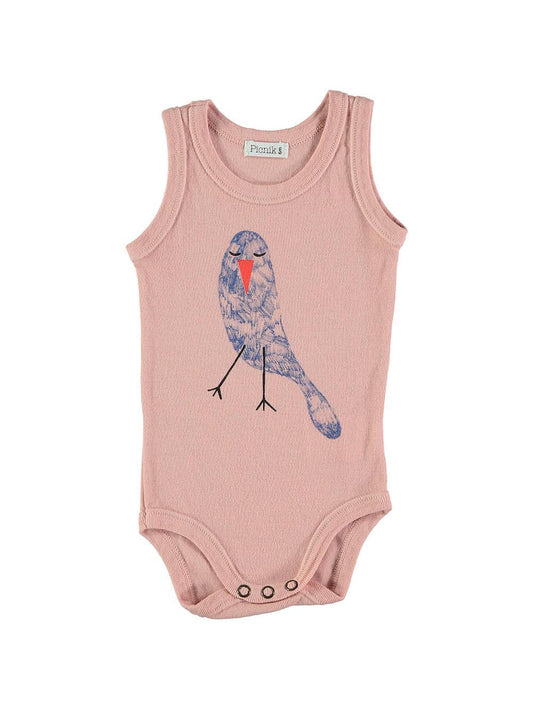 PINK SLEEPING BIRD STRAPS BODYSUIT