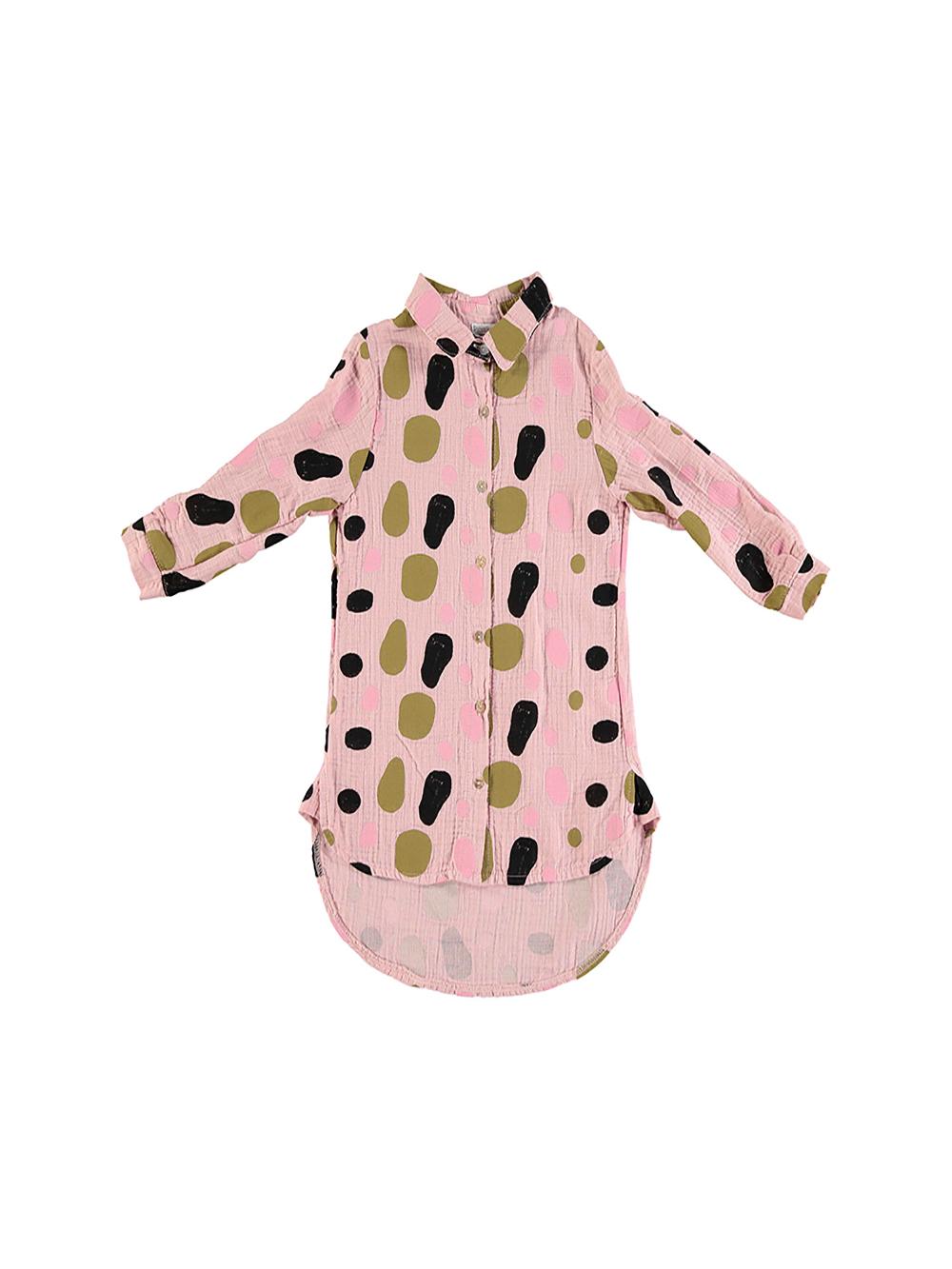 PINK BRUSHLESS PRINTED SHIRT DRESS