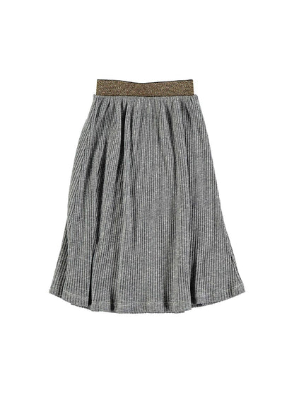 VIGORÉ GRAY MIDI SKIRT WITH GOLDEN WAIST