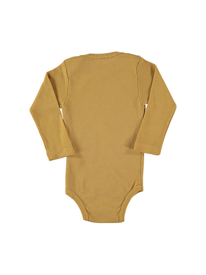 YELLOW MUSTACHE CAT LONG SLEEVE BODYSUIT