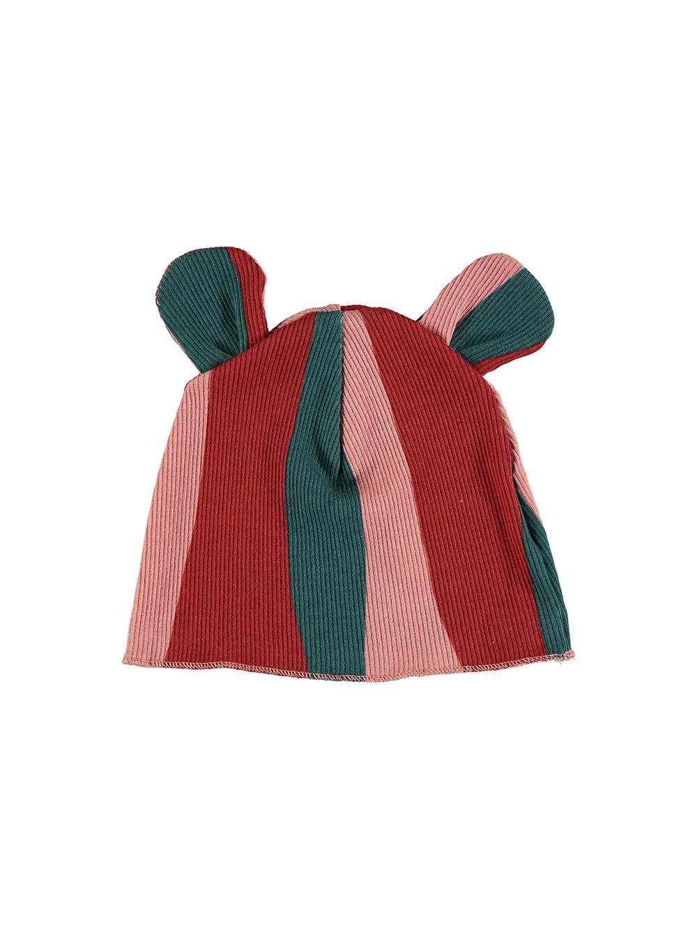 BABY HAT WITH COLORFUL STRIPES WITH EARS