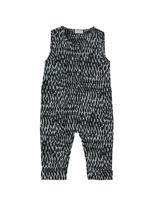 GRAY ANIMAL PRINT LONG JUMPSUIT