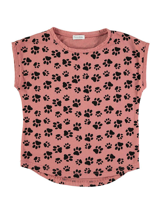 PINK FOOTPRINT PRINT T-SHIRT