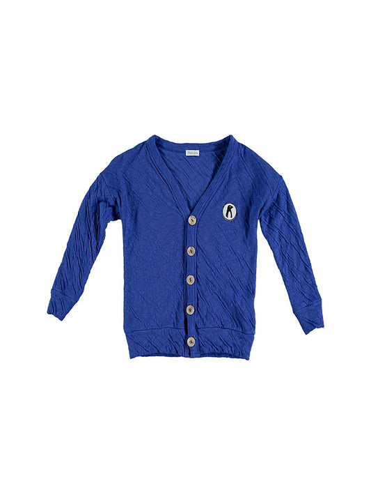 ELECTRIC BLUE CARDIGAN WITH PENGUIN EMBROIDERY