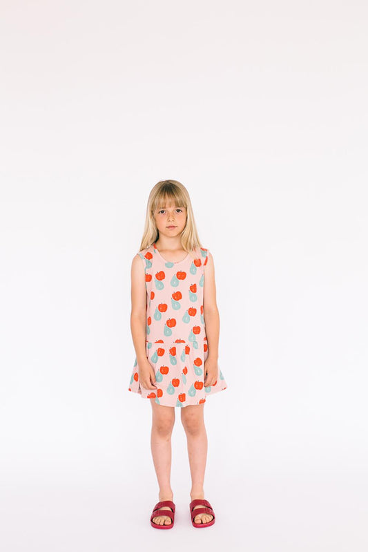 PINK APPLES AND PEARS PRINTED DRESS