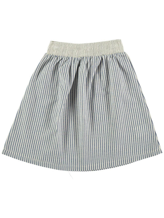 BLUE AND WHITE STRIPED SKIRT WITH SILVER ELASTIC WAIST