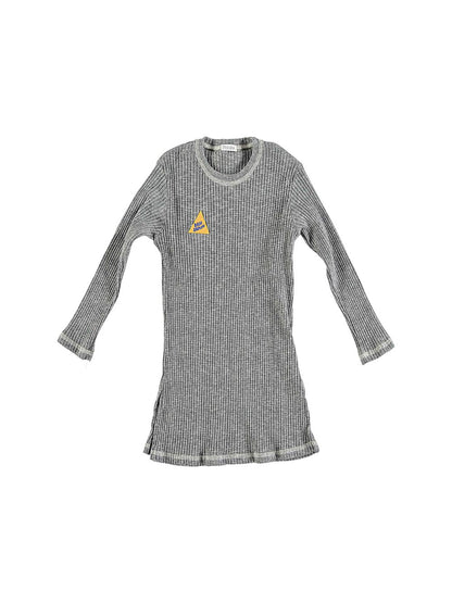 GRAY VIGORÉ T-SHIRT DRESS WITH TRIANGLE EMBROIDERY