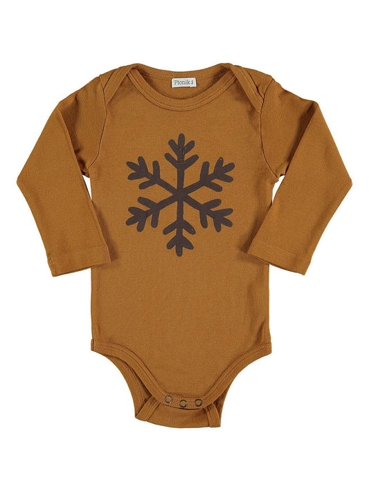 CAMEL LONG SLEEVE BODYSUIT SNOW FLOWER