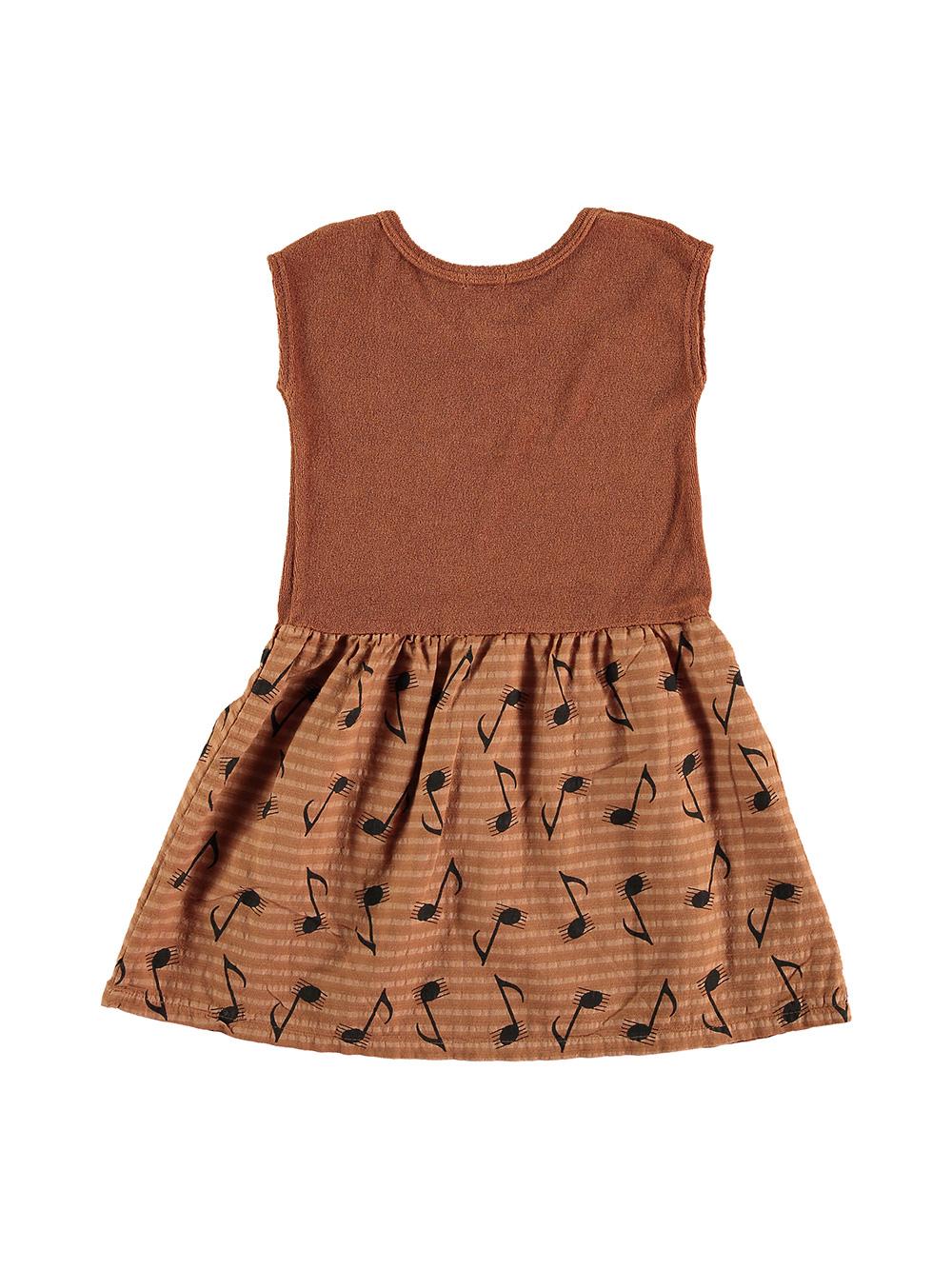 BROWN NOTES AND PENTAGRAM PRINTED DRESS