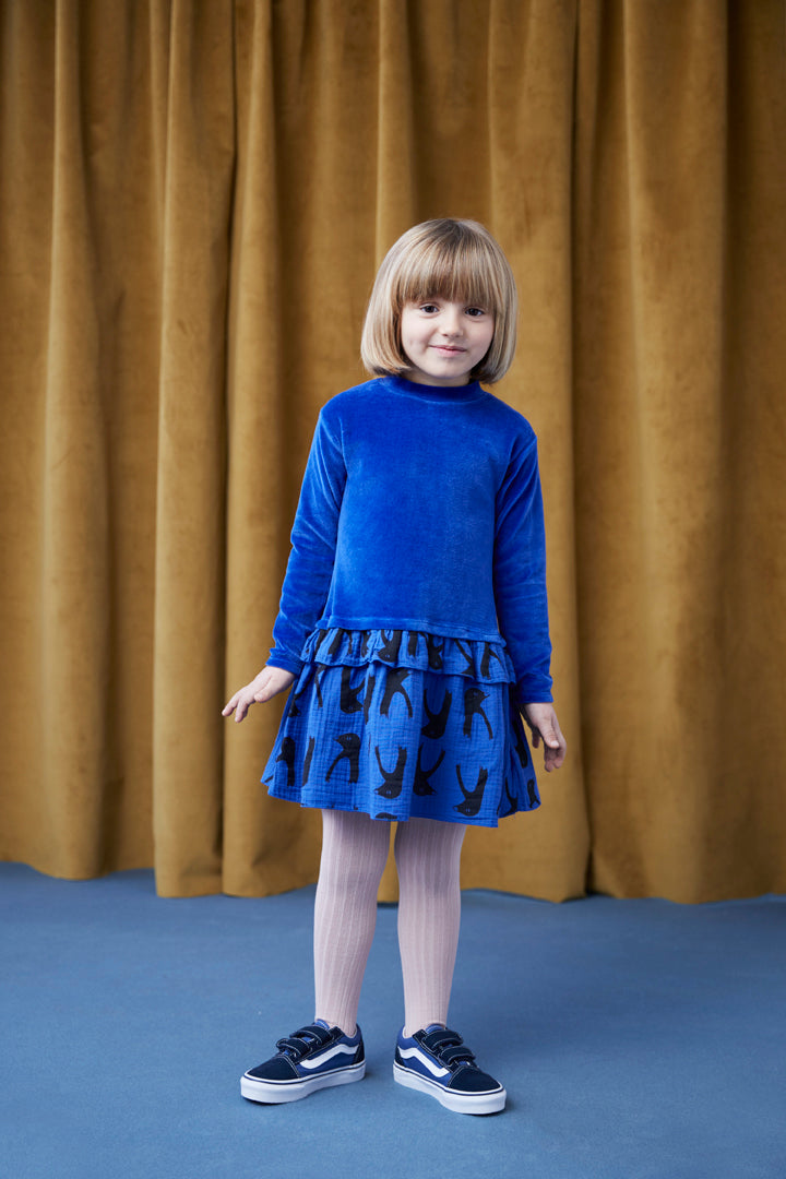 vestido-azul-invierno-niña- pingüinos