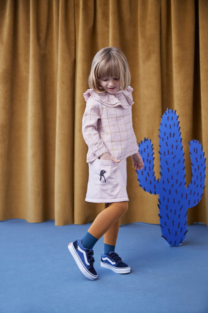 ELECTRIC BLUE Ruffle Neck SHIRT WITH ZEBRA PRINT