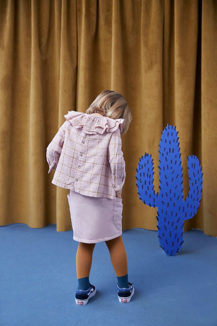 ELECTRIC BLUE Ruffle Neck SHIRT WITH ZEBRA PRINT