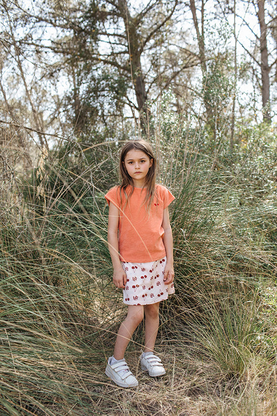 FALDA PANTALÓN ESTAMPADO CEREZAS ROSA PÀLO